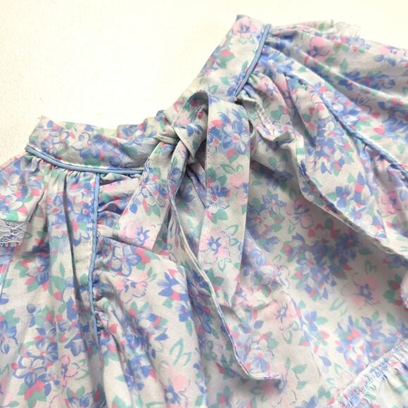 Vintage Allison Ann Outfit Baby Girls Size 6-9m Blue Floral Open Back - Picture 4 of 6